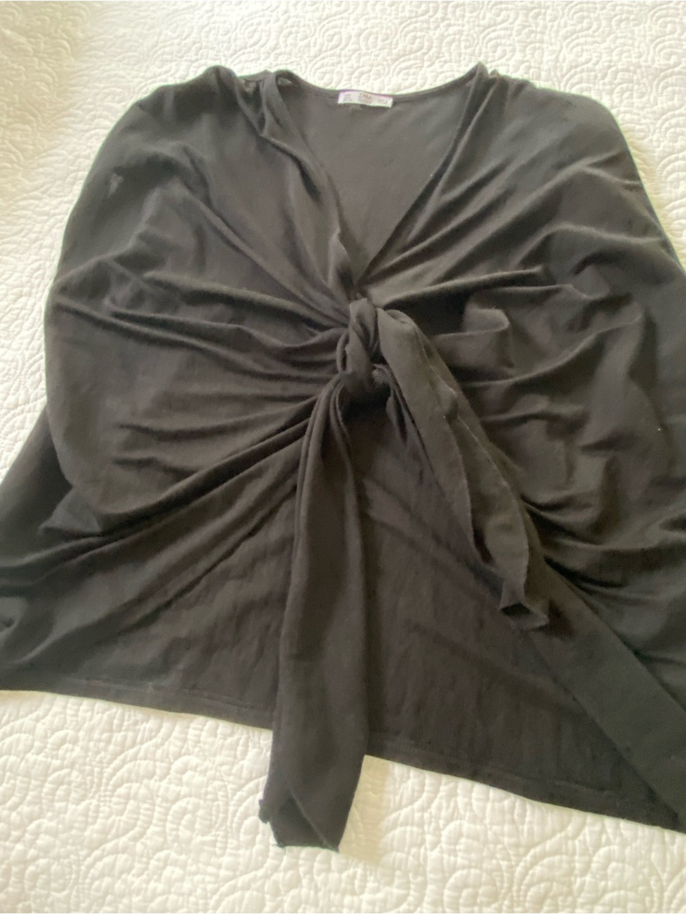 Zara Black V-Neck Front Tie Crop Top Minimalist Whimsygoth Party - Picture 6 of 10